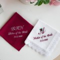 Parents of the Bride gift Personalized wedding handkerchief Set Wedding gift parent Custom Embroidered Hanky from Groom Mom Dad Burgundy