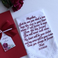 Bride Gift from Groom to Bride to be Future Wife gift handkerchief Wedding vows hankerchief Bridal poem you will never walk alone hanky