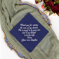 Father in Law Gifts from Daughter in Law Wedding Handkerchief Father of the Groom Gift from Bride Navy Cotton Embroidered Hankie