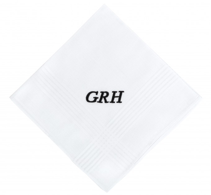 Man Handkerchief Monogram Custom Embroidered Men's Gifts Personalized Initial Hankies Groom Dad Hanky Monogrammed Initial