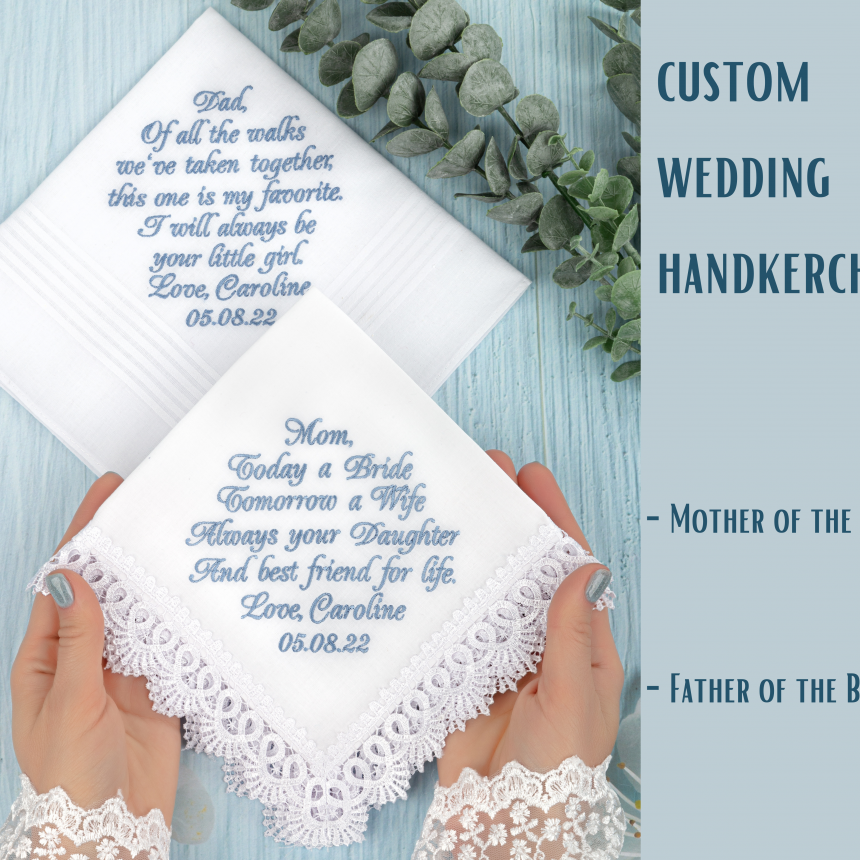 Mother of the sales bride embroidered handkerchief