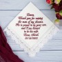 Mother of the Groom Handkerchief from Son - Personalized Wedding Gift, Sentimental Hankie for Mom, Wedding Keepsake